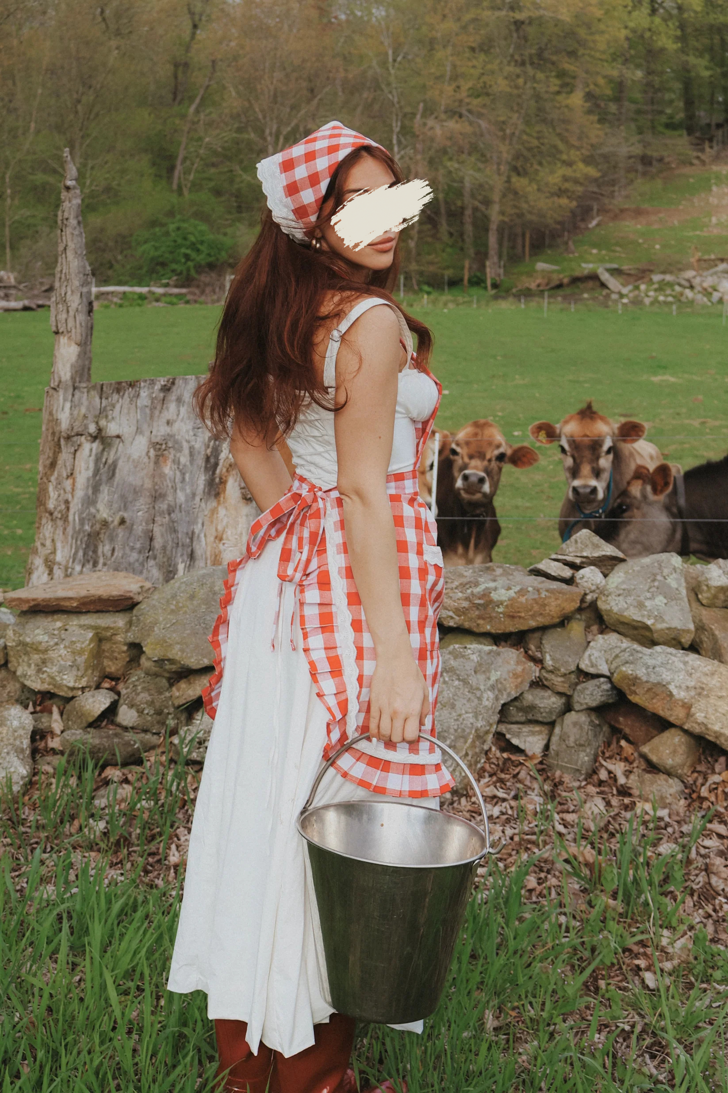 American Pie Gingham Apron Set