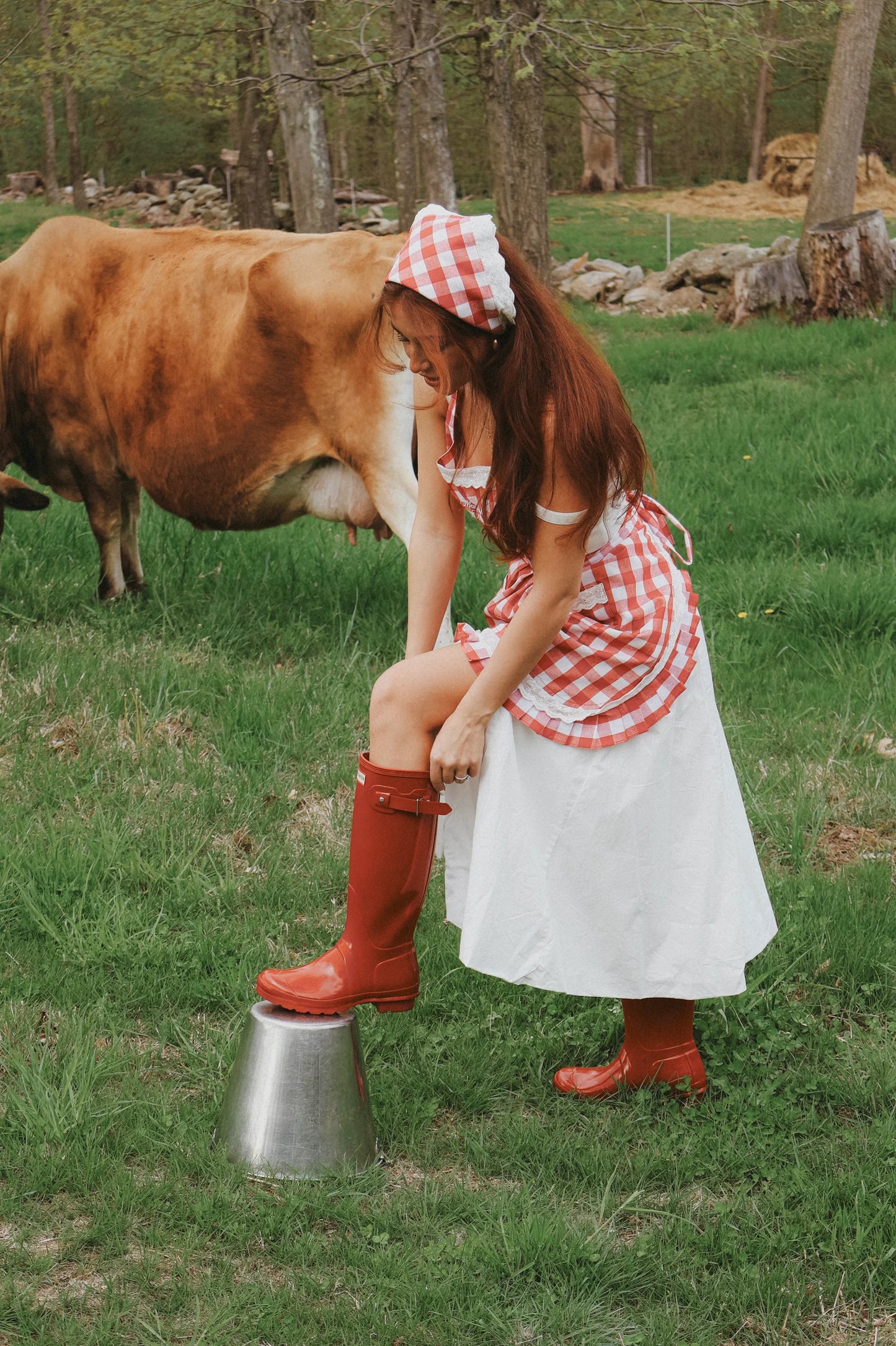 American Pie Gingham Apron Set