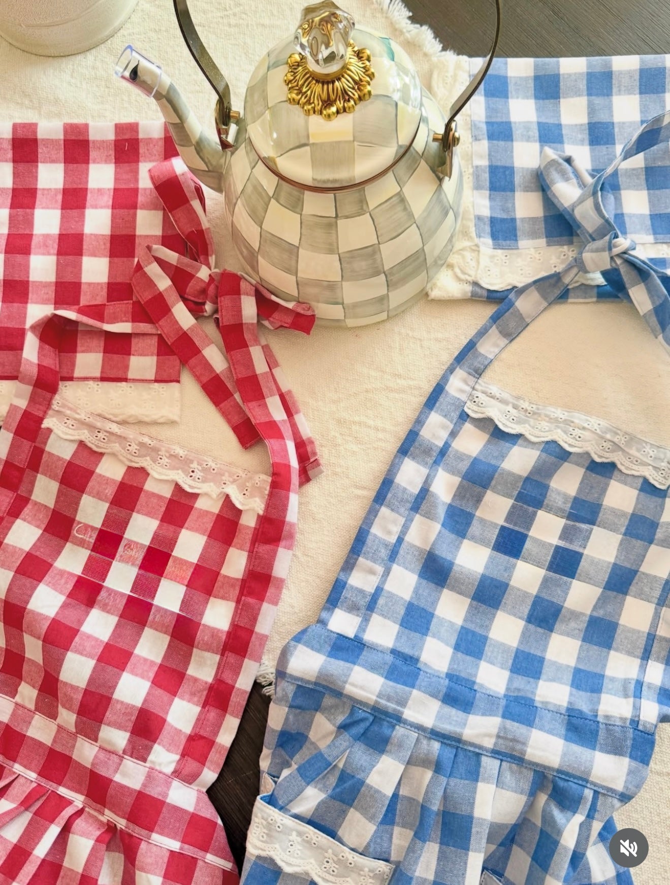 Blueberry Pie Gingham Apron Set